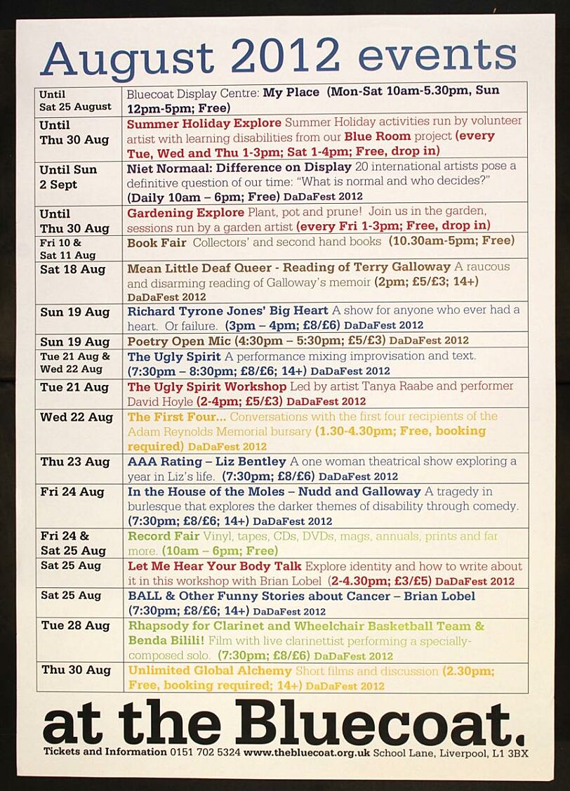 August Events 2012 poster
